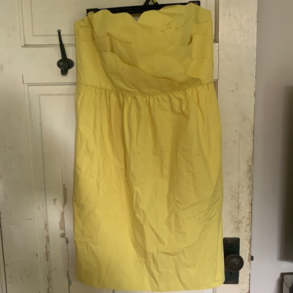 Sz 12 J Crew strapless dress yellow - Picture 1 of 6